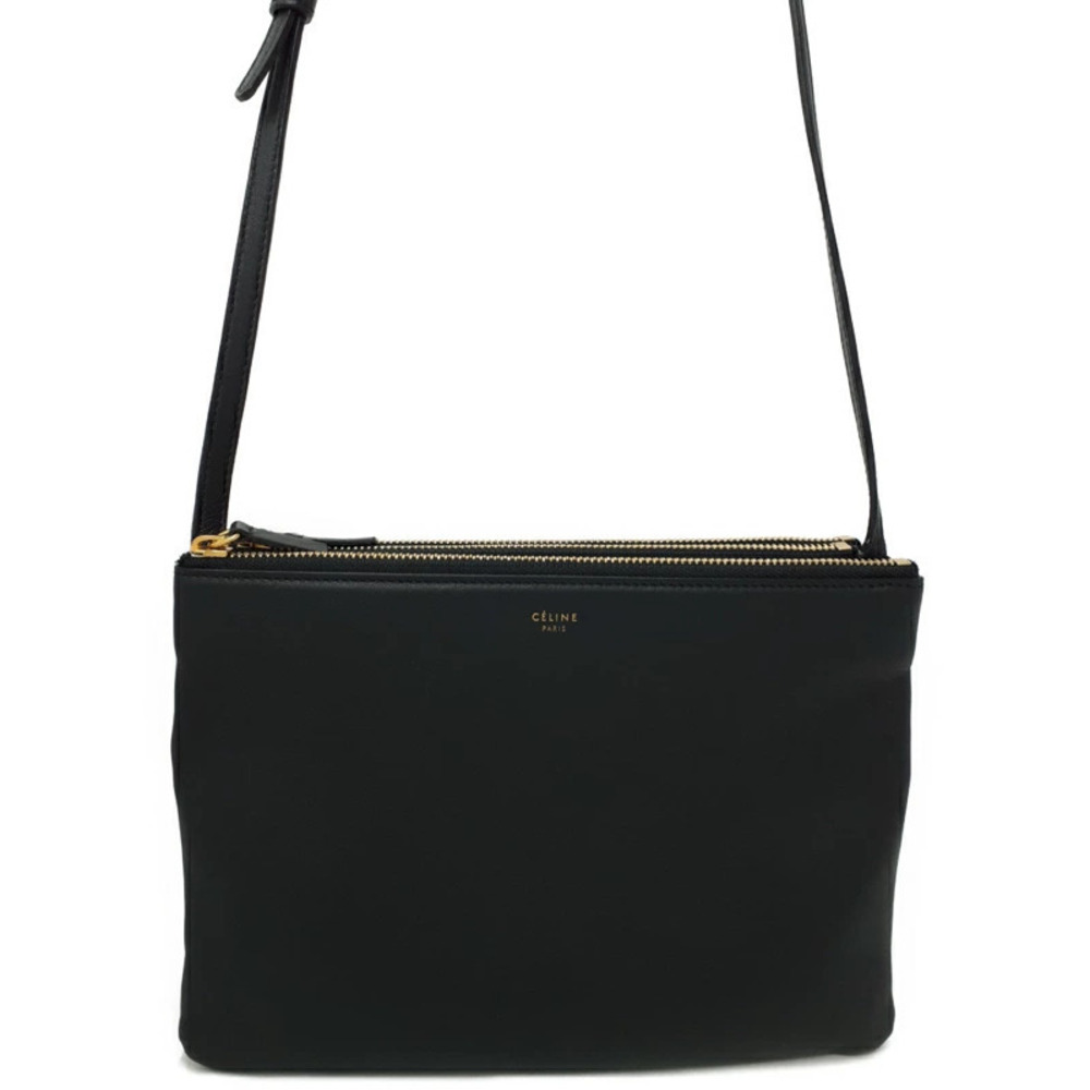 Celine Trio Leather Crossbody Bag Black